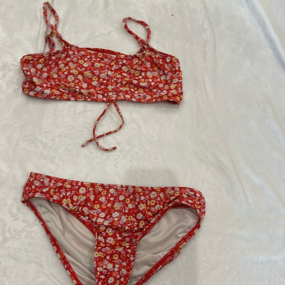Red floral bathing suit for kids!